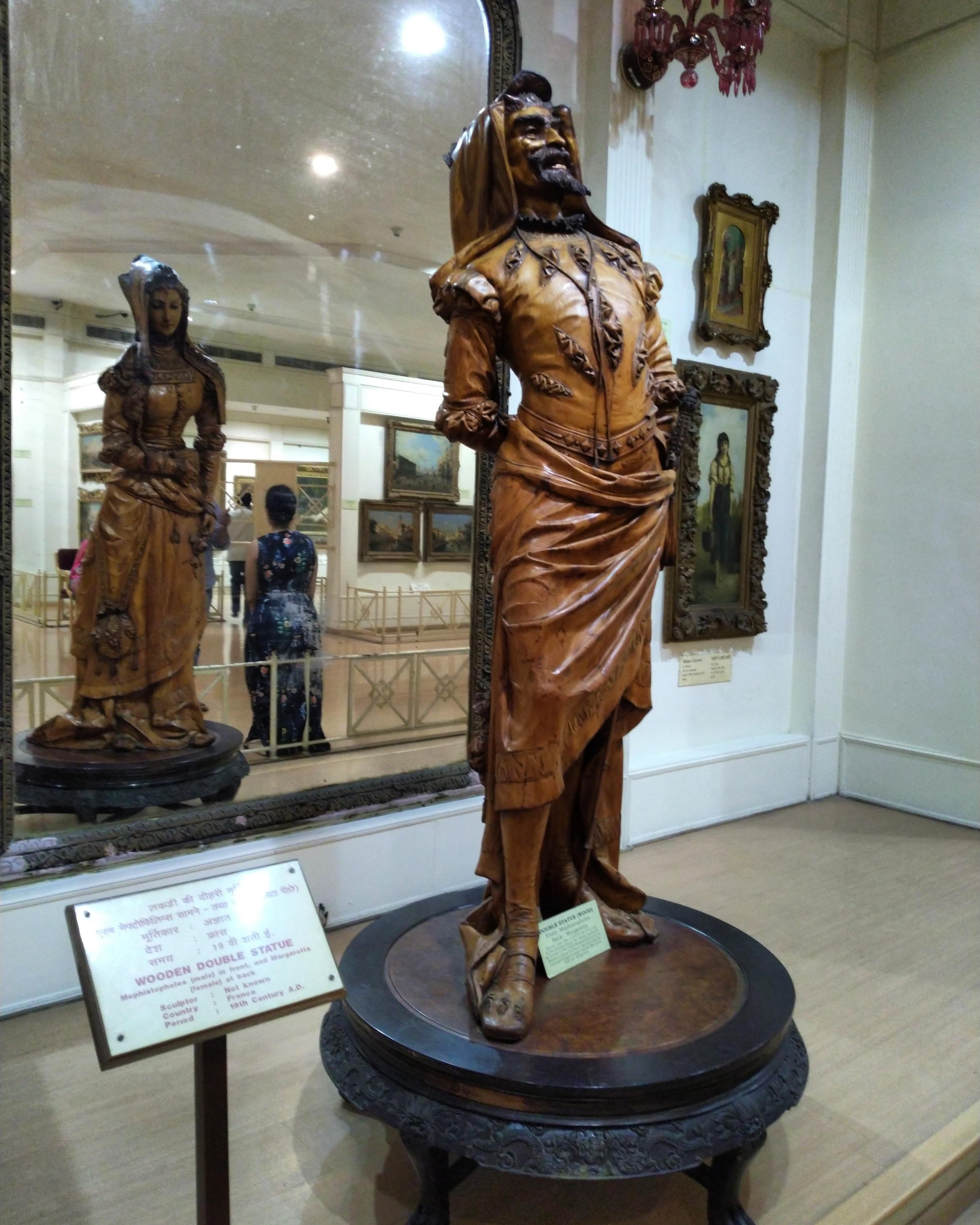 Double Wooden Statue with man and woman